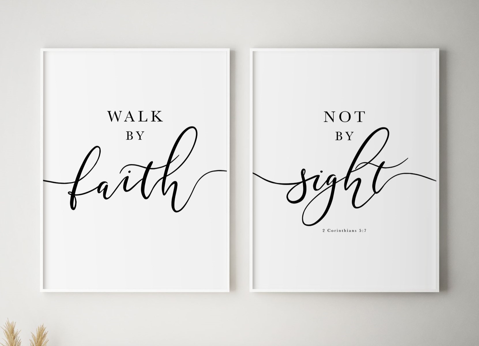 Walk by Faith Not by Sight, 2 Corinthians 5:7 | Duo Set, Christian Wall Art, A2 at XILEF Art